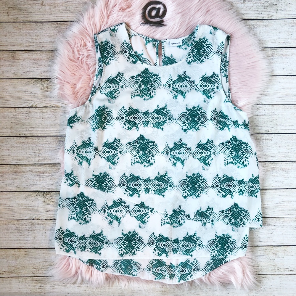 📦 DKNY | Snake Print Green Gray Summer Blouse